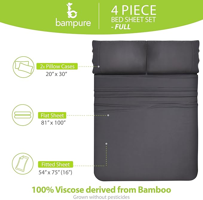 Bamboo Cooling Bed Sheet Set - Full - 4 Piece