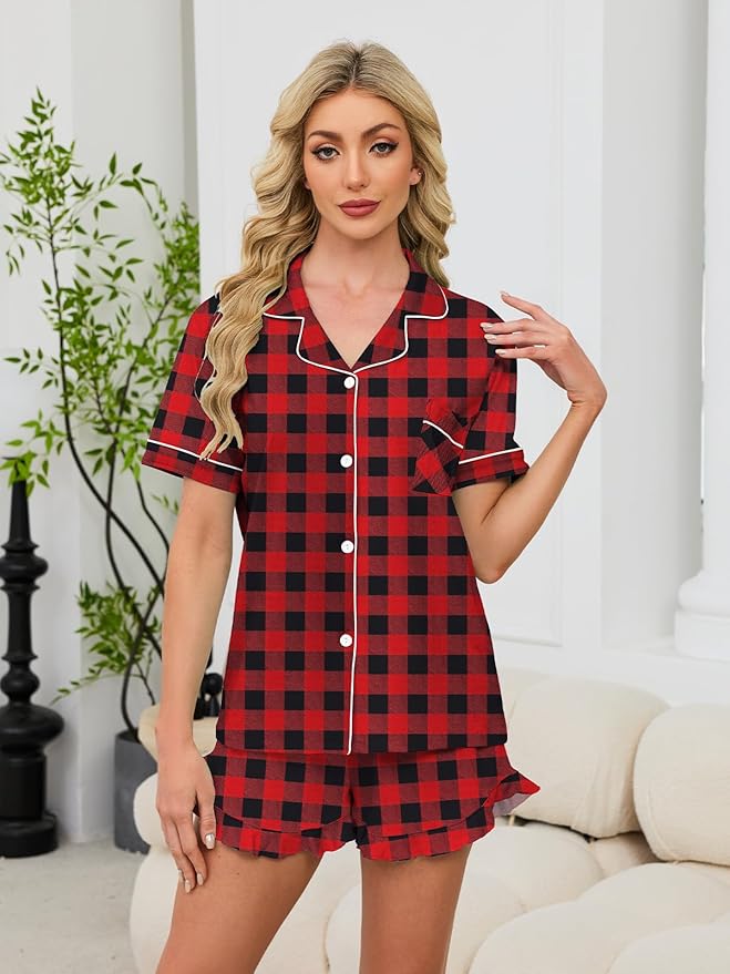 100% Cotton Shorts Pajama Set - Short Sleeve - 2 Piece