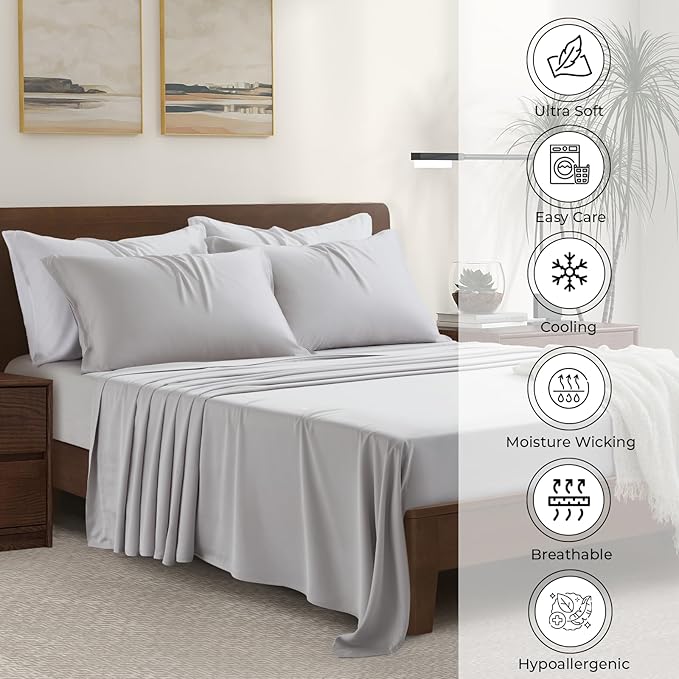 Bamboo Cooling Pillowcase Set - Queen - 2 Piece
