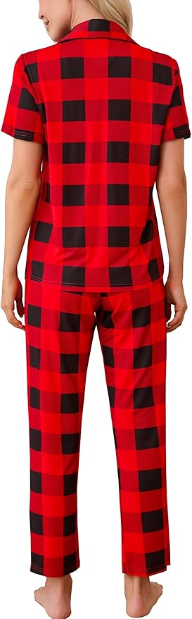 Women's Pants Pajama Set - Short Sleeve - 2 Piece