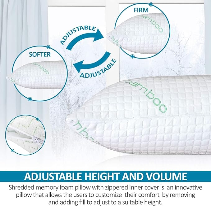 Bamboo Cooling Bed Pillow - King - 2 Pack