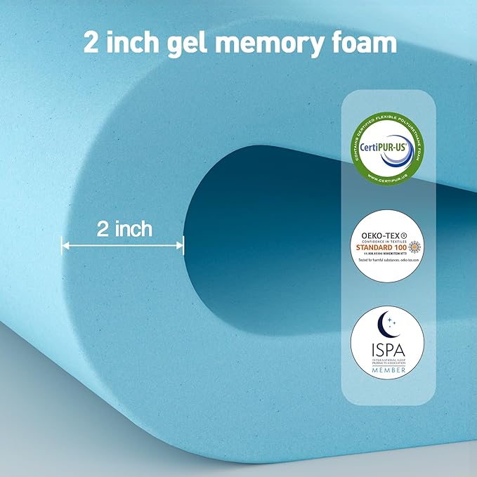 Memory Foam Cooling Mattress Topper - Full - 21 in Deep Pocket