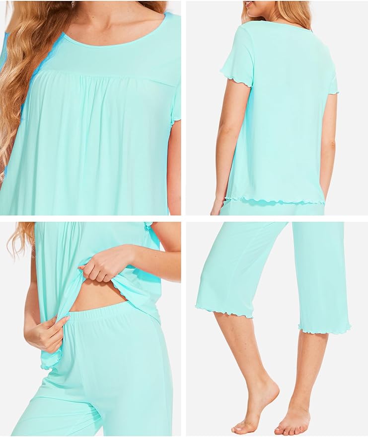 Bamboo Capri Pajama Set - Short Sleeve - 2 Piece