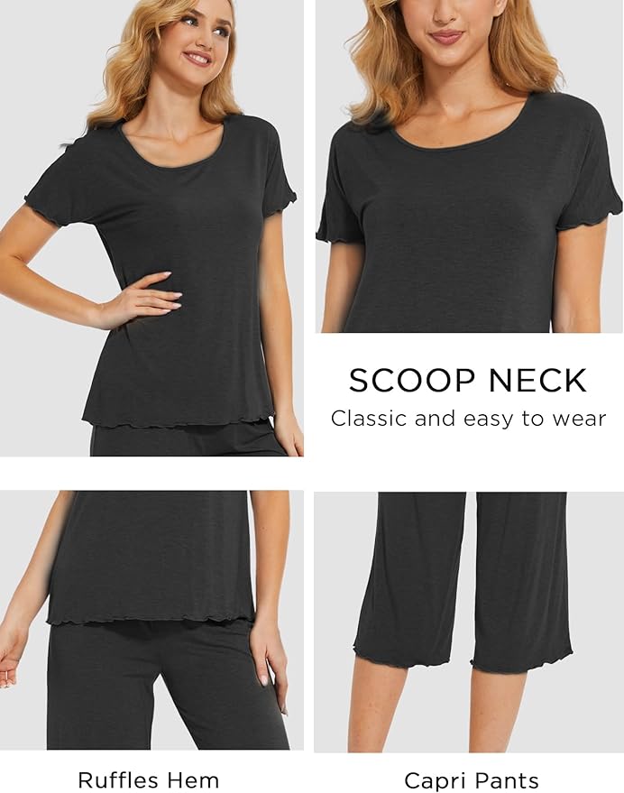 Bamboo Capri Pajama Set - Short Sleeve - 2 Piece