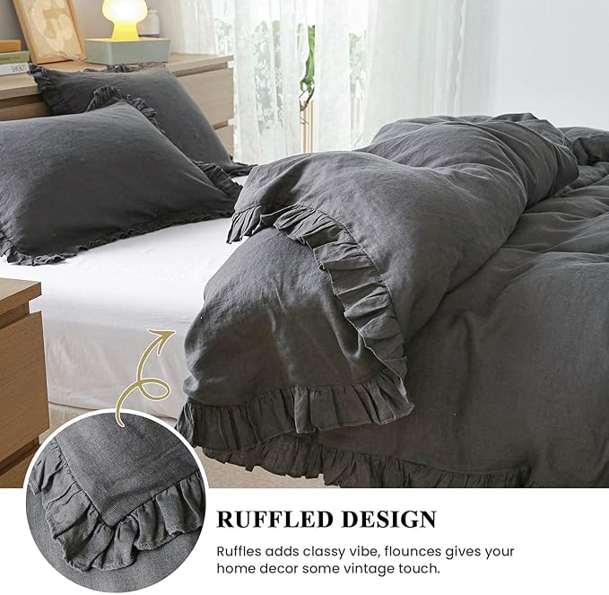 Linen Duvet Cover Set - Queen - 3 Piece