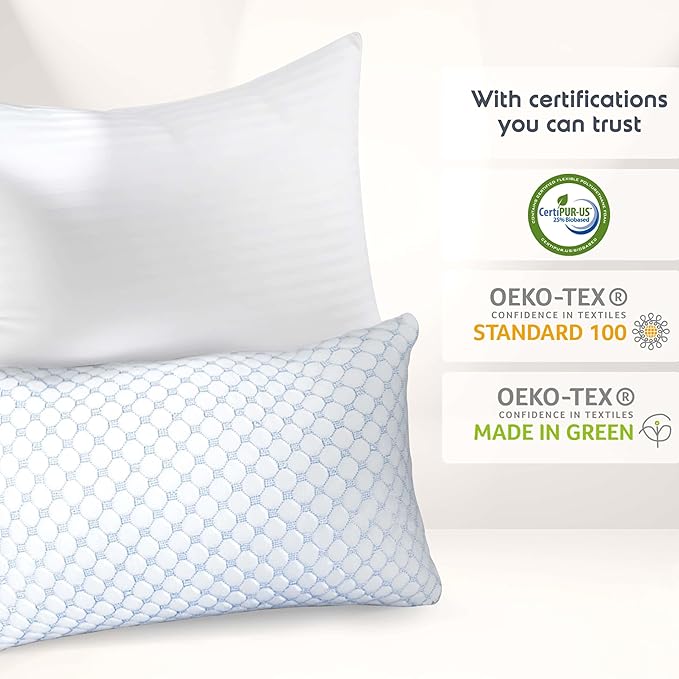 Memory Foam Cooling Bed Pillow - King - 2 Piece