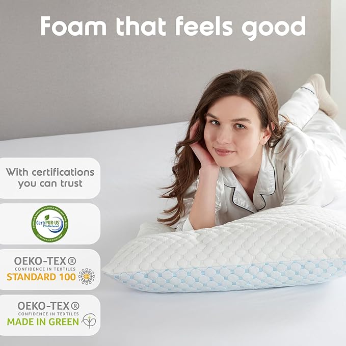 Memory Foam Cooling Bed Pillow - King - 2 Piece