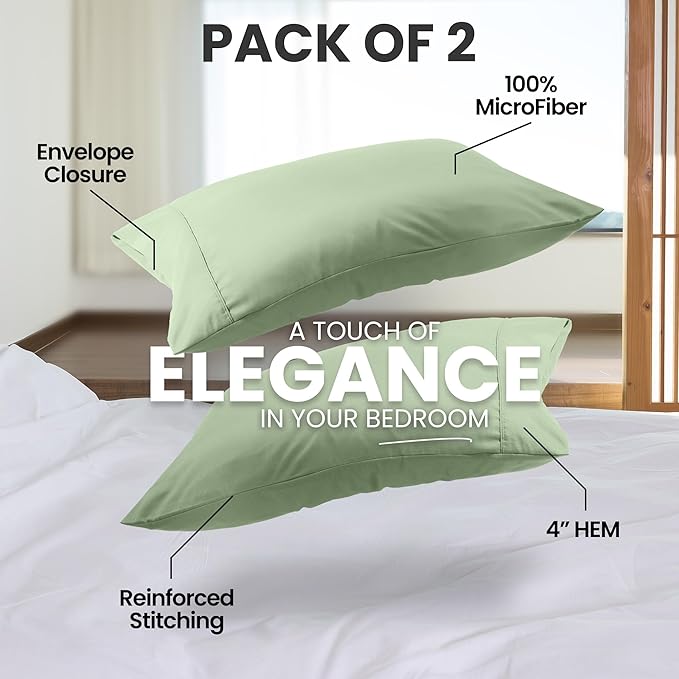 Microfiber Pillowcase Set - King - 20 x 40 in - 2 Pack