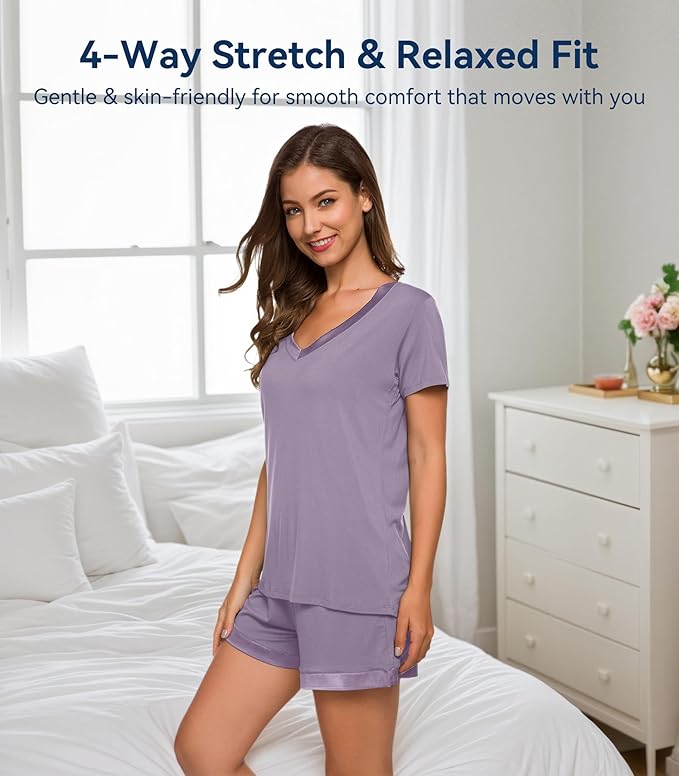 Women's Bamboo Cooling Pajama Set - Short Sleeve - 2 Piece