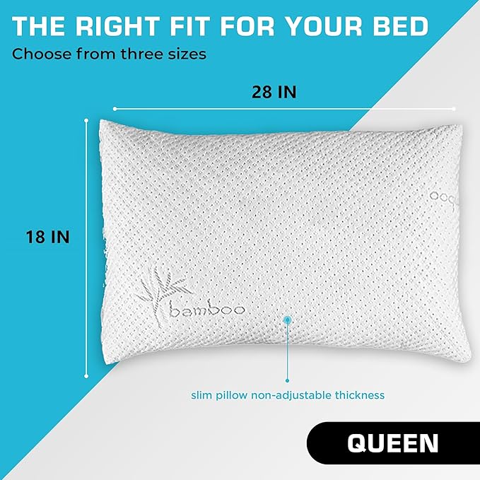 Memory Foam Cooling Bed Pillow - Queen - 2 Pack