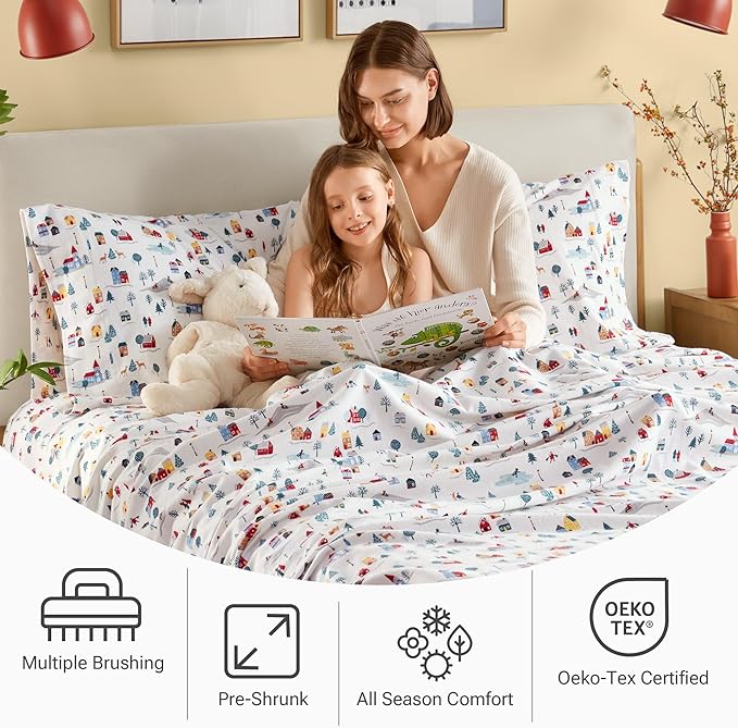 100% Cotton Bed Sheet Set - King - 4 Piece