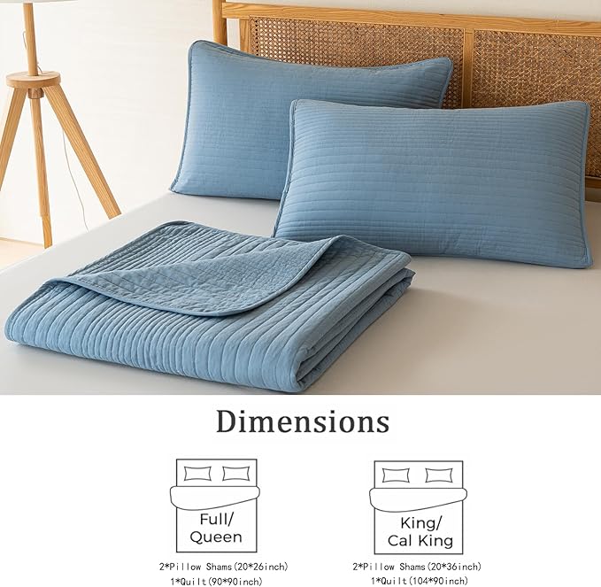 100% Cotton Quilt Set - Queen - 3 Piece