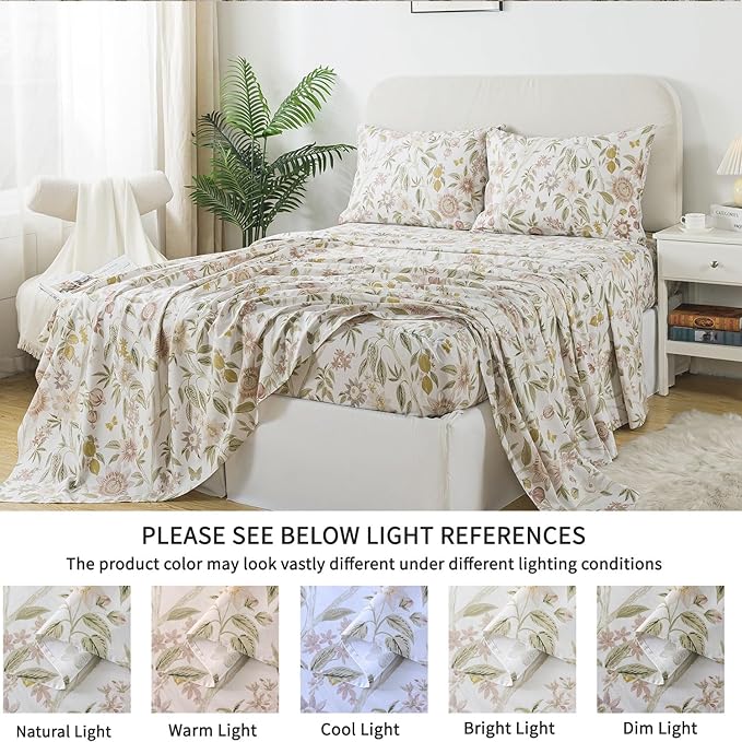 100% Cotton Bed Sheet Set - Queen - 4 Piece
