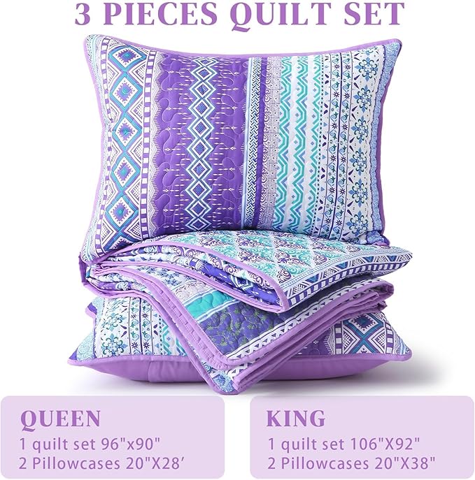 Microfiber Quilt Set - Queen - 3 Piece
