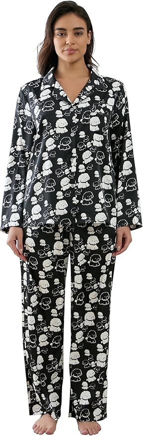 Satin Pajama Set - Long Sleeve - 2 Piece