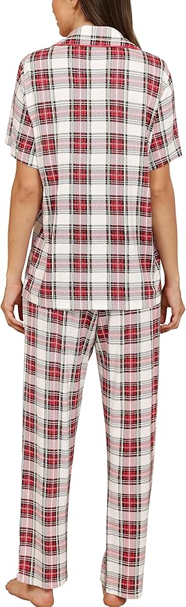 Women's Pants Pajama Set - Short Sleeve - 2 Piece