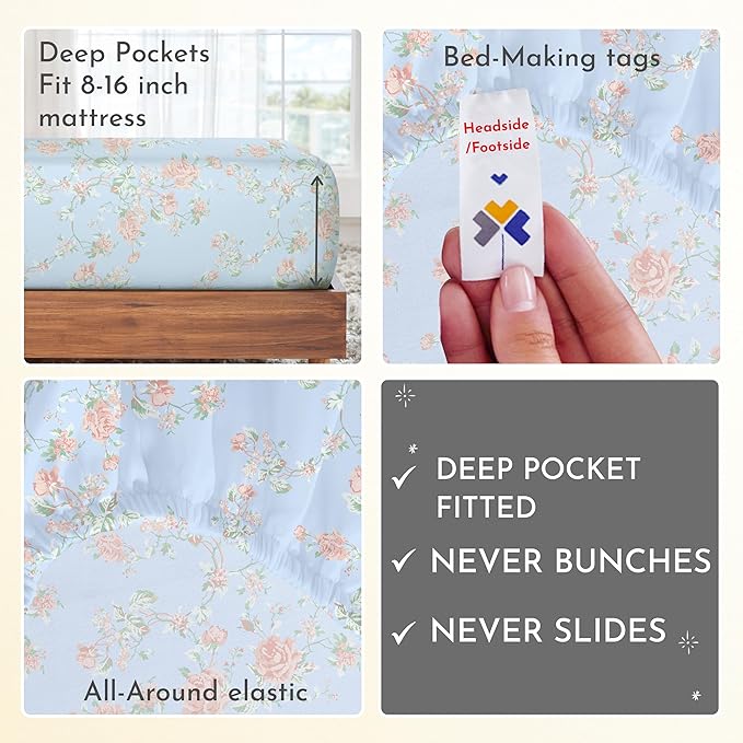 100% Cotton Bed Sheet Set - Full - 4 Piece
