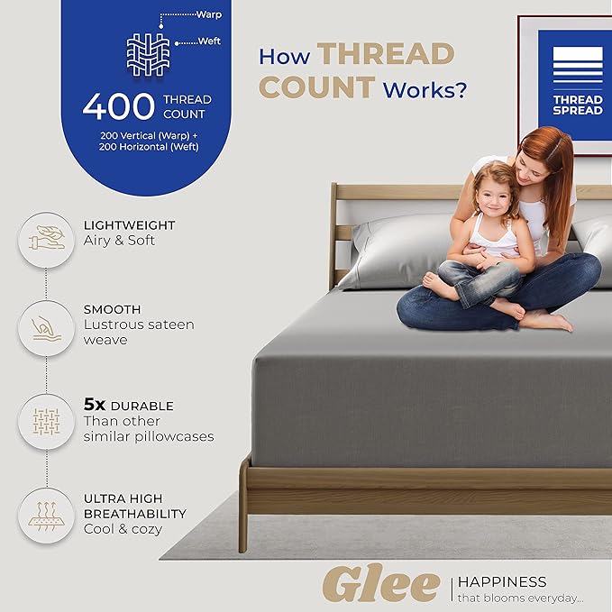 100% Cotton Pillowcase Set - King - 2 Piece