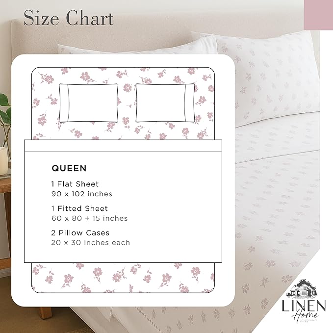 100% Cotton Bed Sheet Set - Queen - 4 Piece
