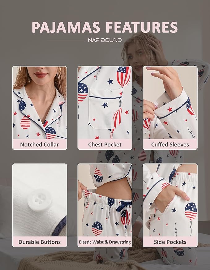 Women's 100% Cotton Pajama Set - Long Sleeve