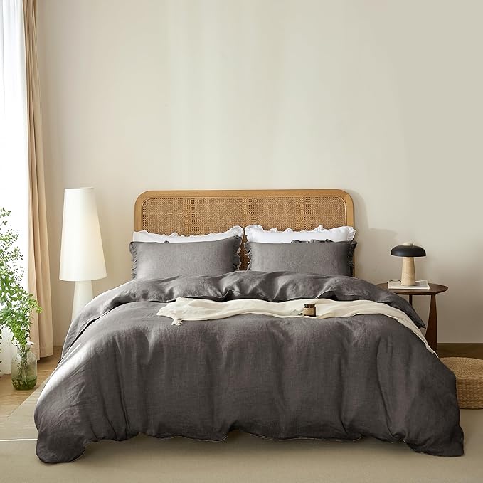 Linen Duvet Cover Set - California King - 3 Piece