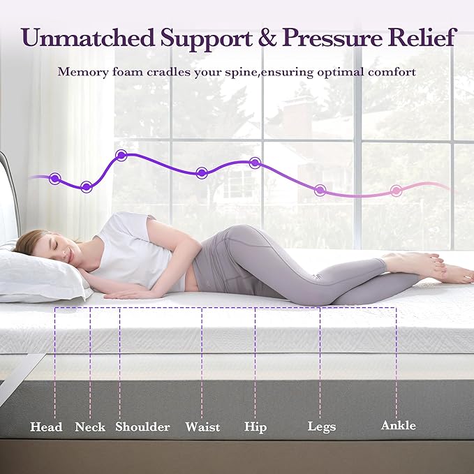 Memory Foam Cooling Mattress Topper - King
