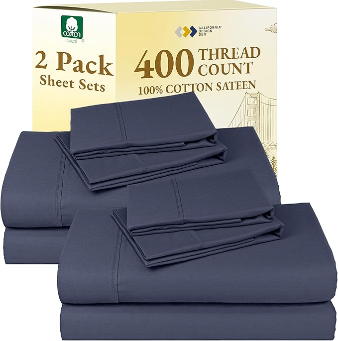100% Cotton Bed Sheet Set - King - 2 Pack