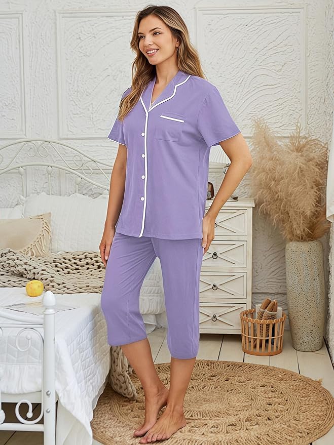 Capri Pajama Set - Short Sleeve - 2 Piece