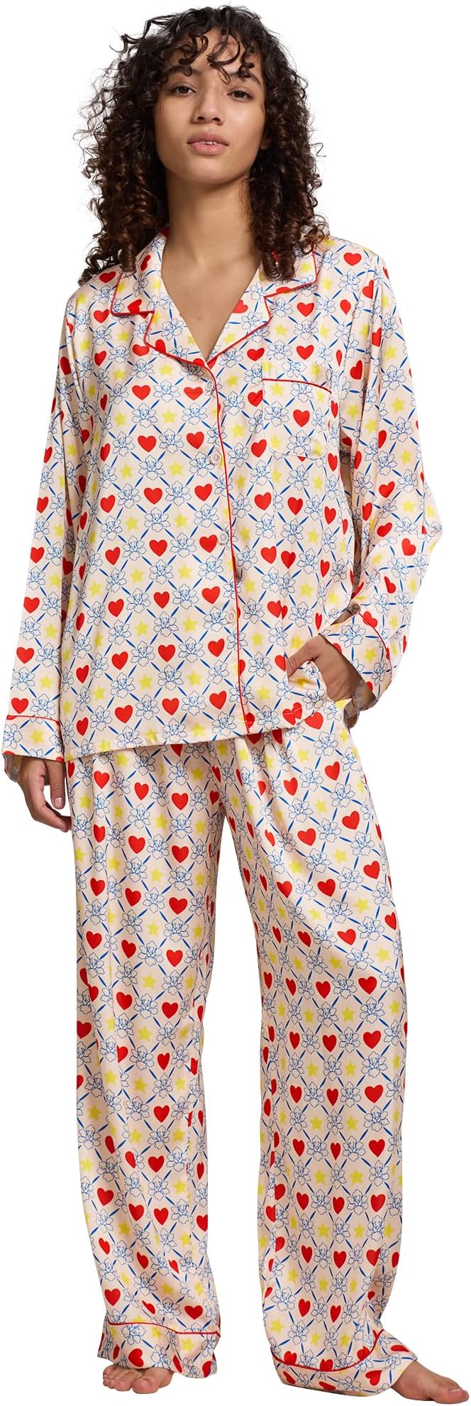 Satin Pajama Set - Long Sleeve - 2 Piece