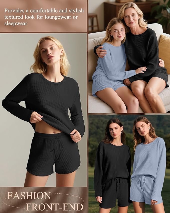 Women's Shorts Pajama Set - Long Sleeve - 2 Pack - 2 Piece