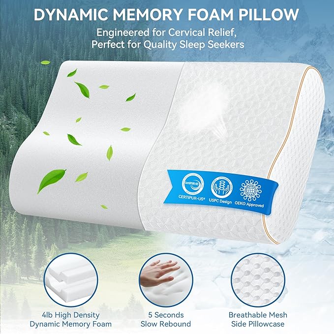 Memory Foam Cooling Bed Pillow - Queen