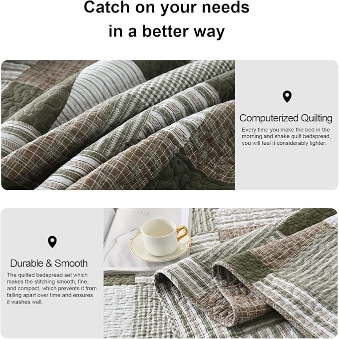 100% Cotton Quilt Set - King - 3 Piece