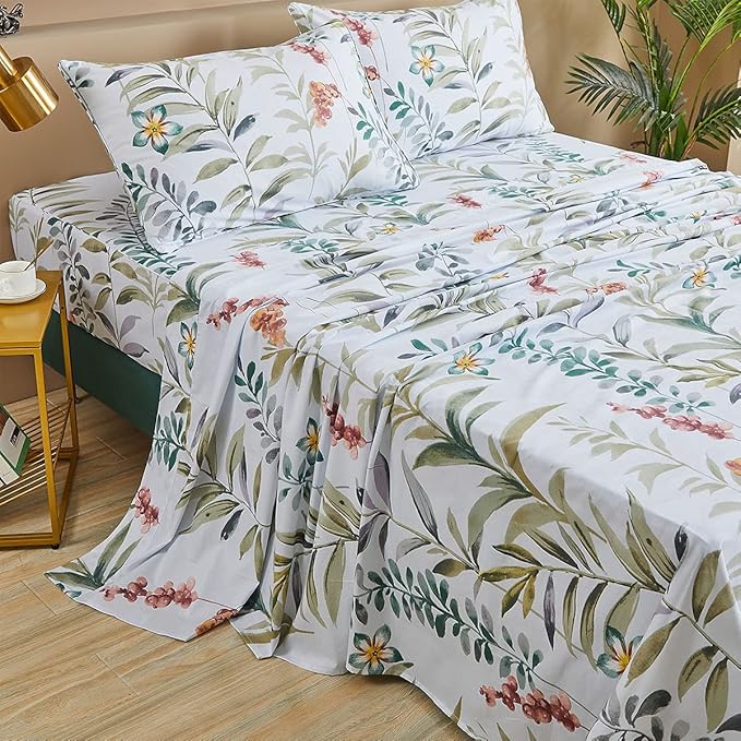 100% Cotton Bed Sheet Set - King - 4 Piece
