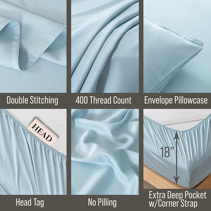 Bamboo Cooling Bed Sheet Set - King - 18 in Deep Pocket