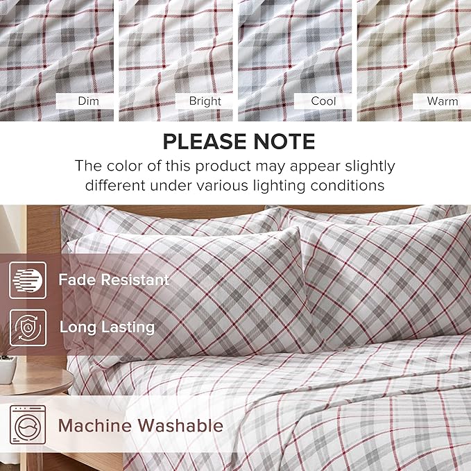 Flannel Bed Sheet Set - Full - 4 Piece