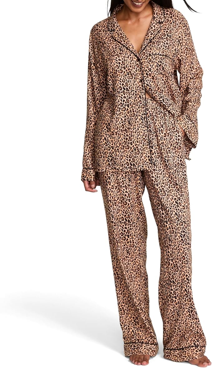 Women's Flannel Pants Pajama Set - Long Sleeve - 2 Piece