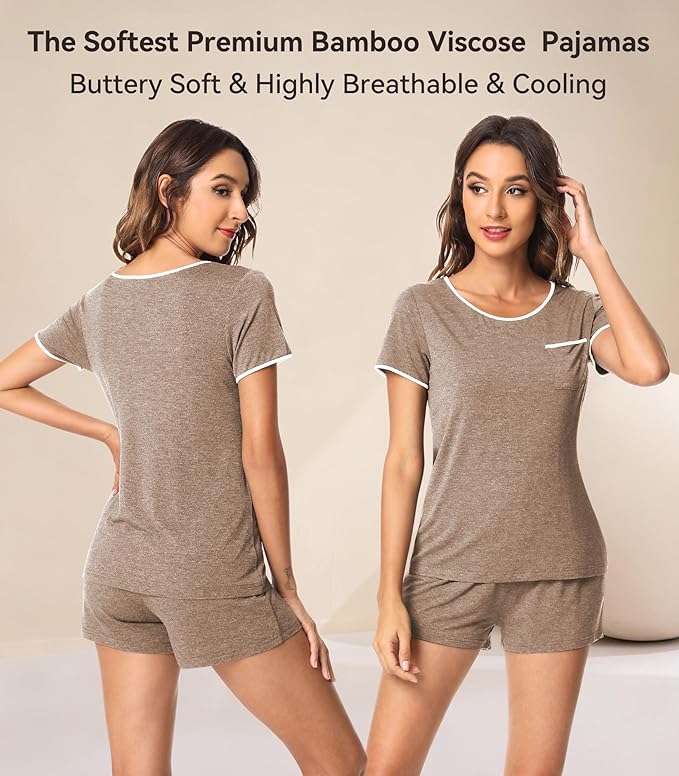 Women's Bamboo Cooling Pajama Set - Short Sleeve - 2 Piece
