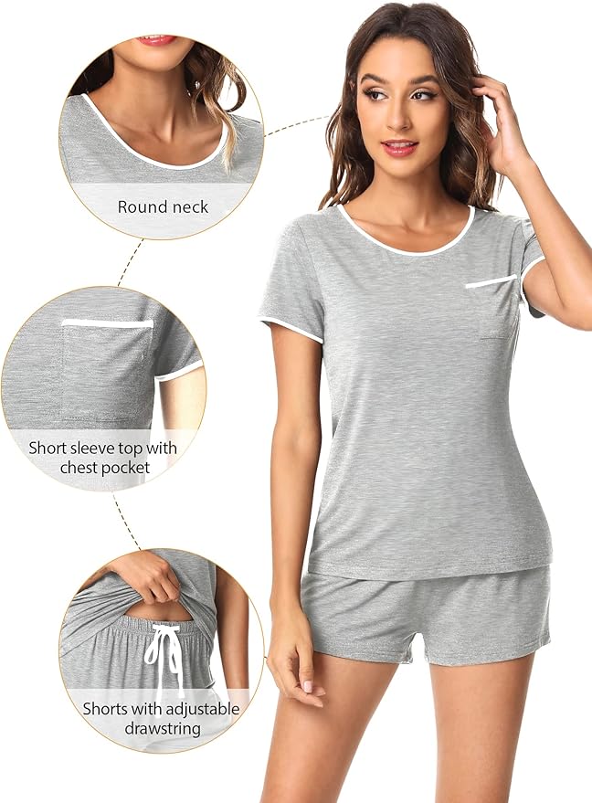 Women's Bamboo Cooling Pajama Set - Short Sleeve - 2 Piece