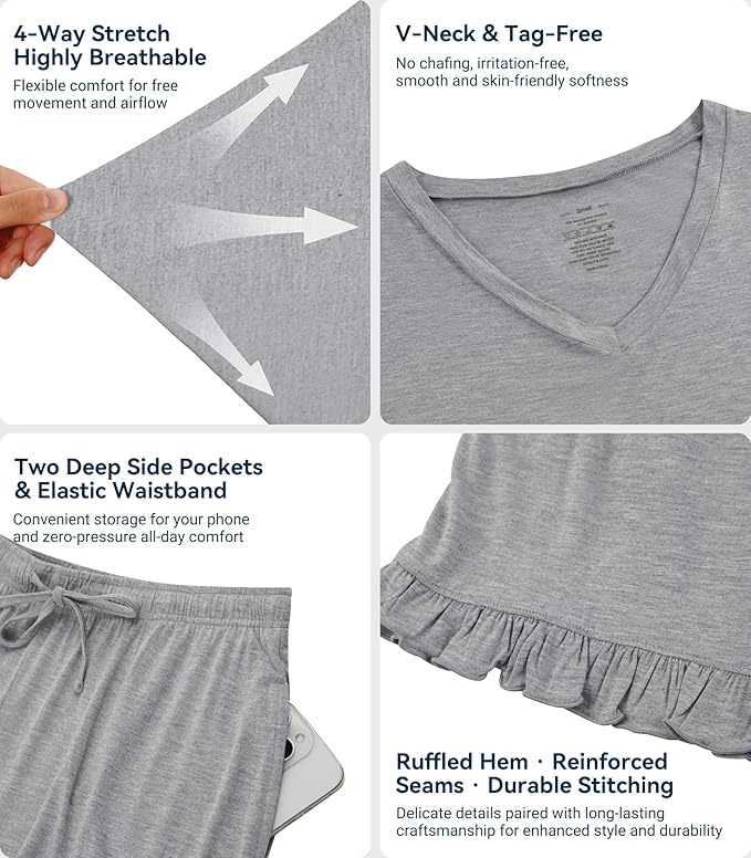 Bamboo Cooling Shorts Pajama Set - Short Sleeve - 2 Piece