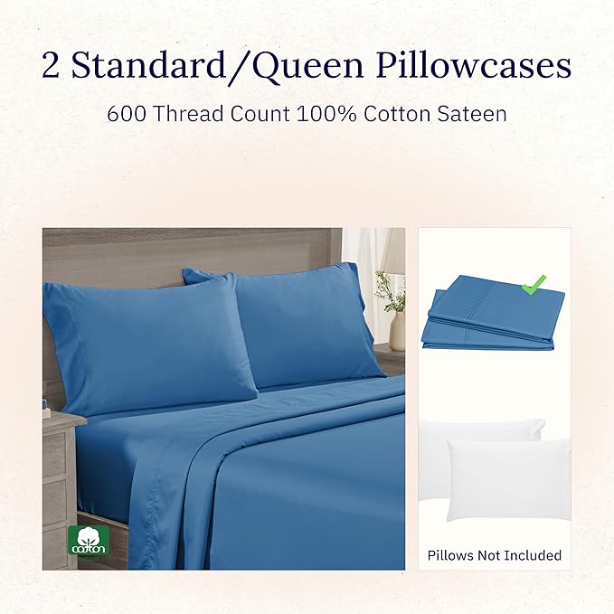 100% Cotton Pillowcase Set - Queen - 2 Piece