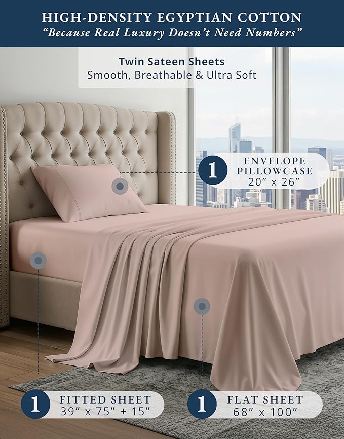 Linen Bed Sheet Set - Twin