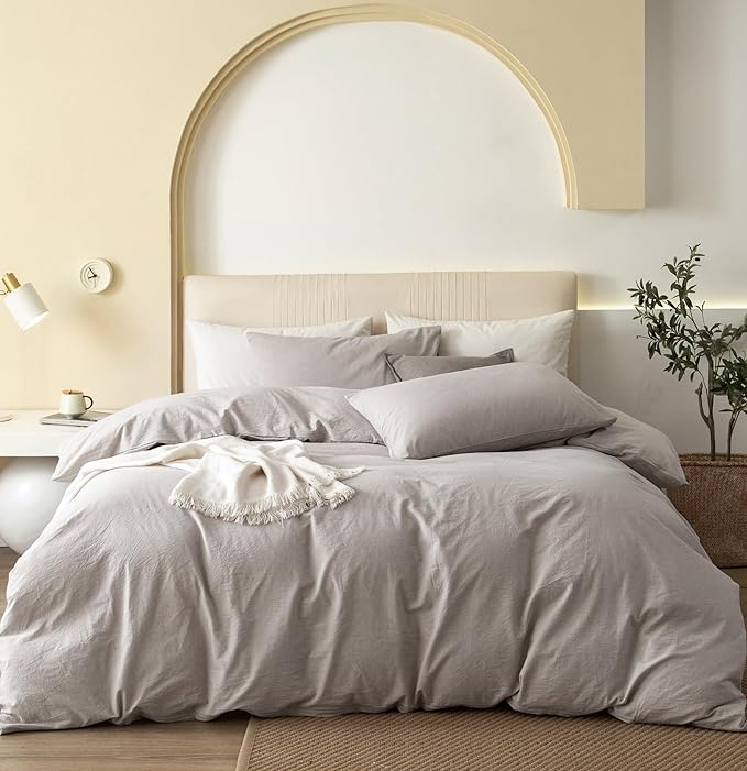 Linen Duvet Cover Set - Queen - 90 x 90 in - 3 Piece