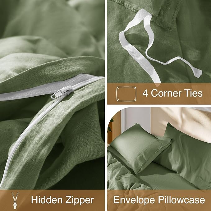 Linen Duvet Cover Set - King - 3 Piece