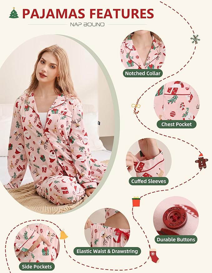 Women's 100% Cotton Pajama Set - Long Sleeve
