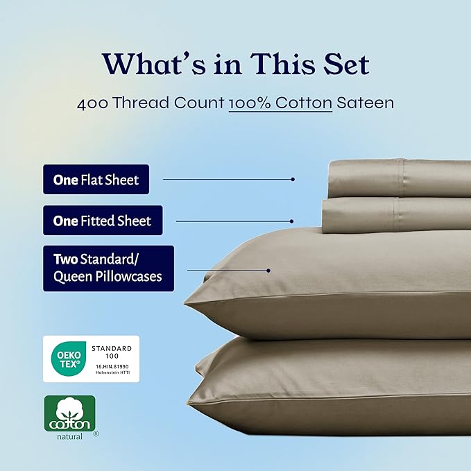 100% Cotton Bed Sheet Set - Queen - 4 Piece