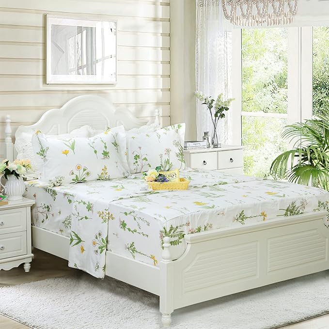 100% Cotton Bed Sheet Set - King - 4 Piece
