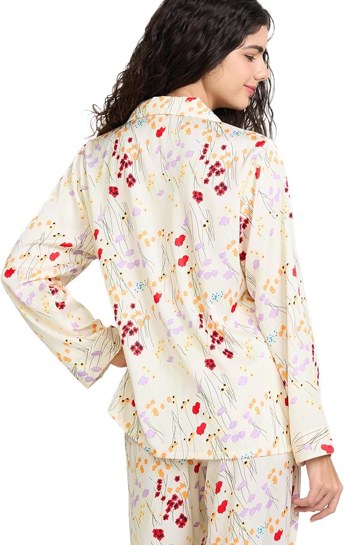 Satin Pajama Set - Long Sleeve - 2 Piece