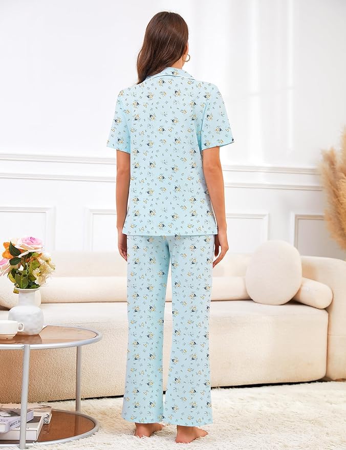 Women's 100% Cotton Pajama Set - Short Sleeve - 2 Piece