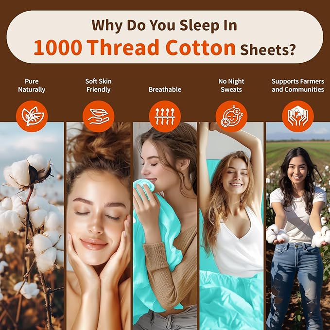 100% Cotton Bed Sheet Set - Queen - 16 in Deep Pocket - 4 Piece