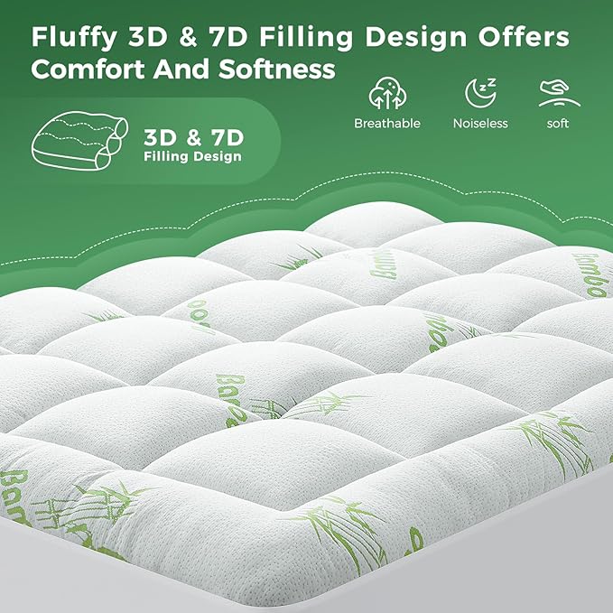 Bamboo Mattress Pad - Twin XL - 21 in Deep Pocket
